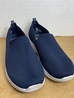 Skechers Go Walk Shoes Womens Size 8 Blue Slip On Air Cooled Goga Mat Comfort